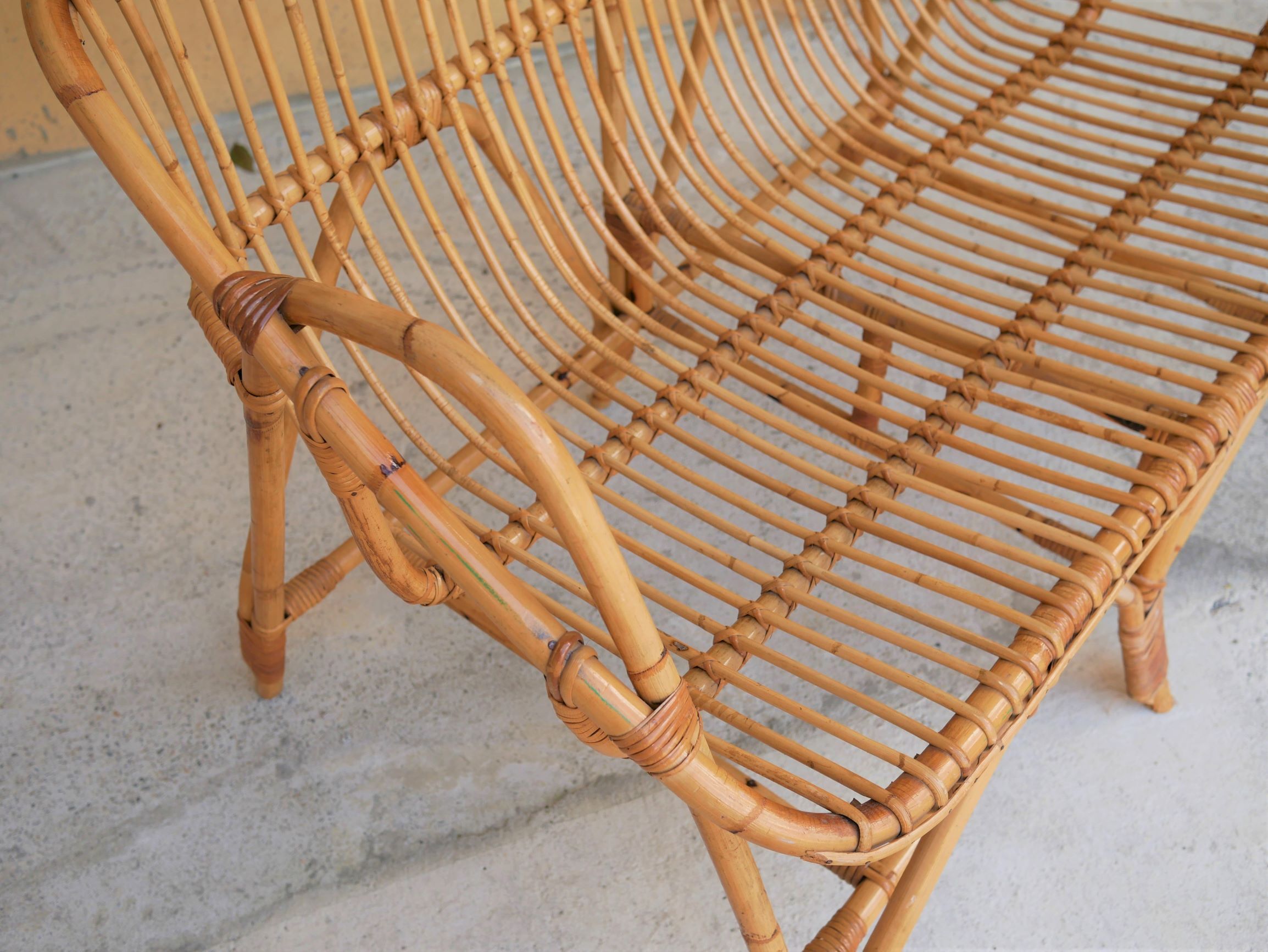 Vintage rattan bench