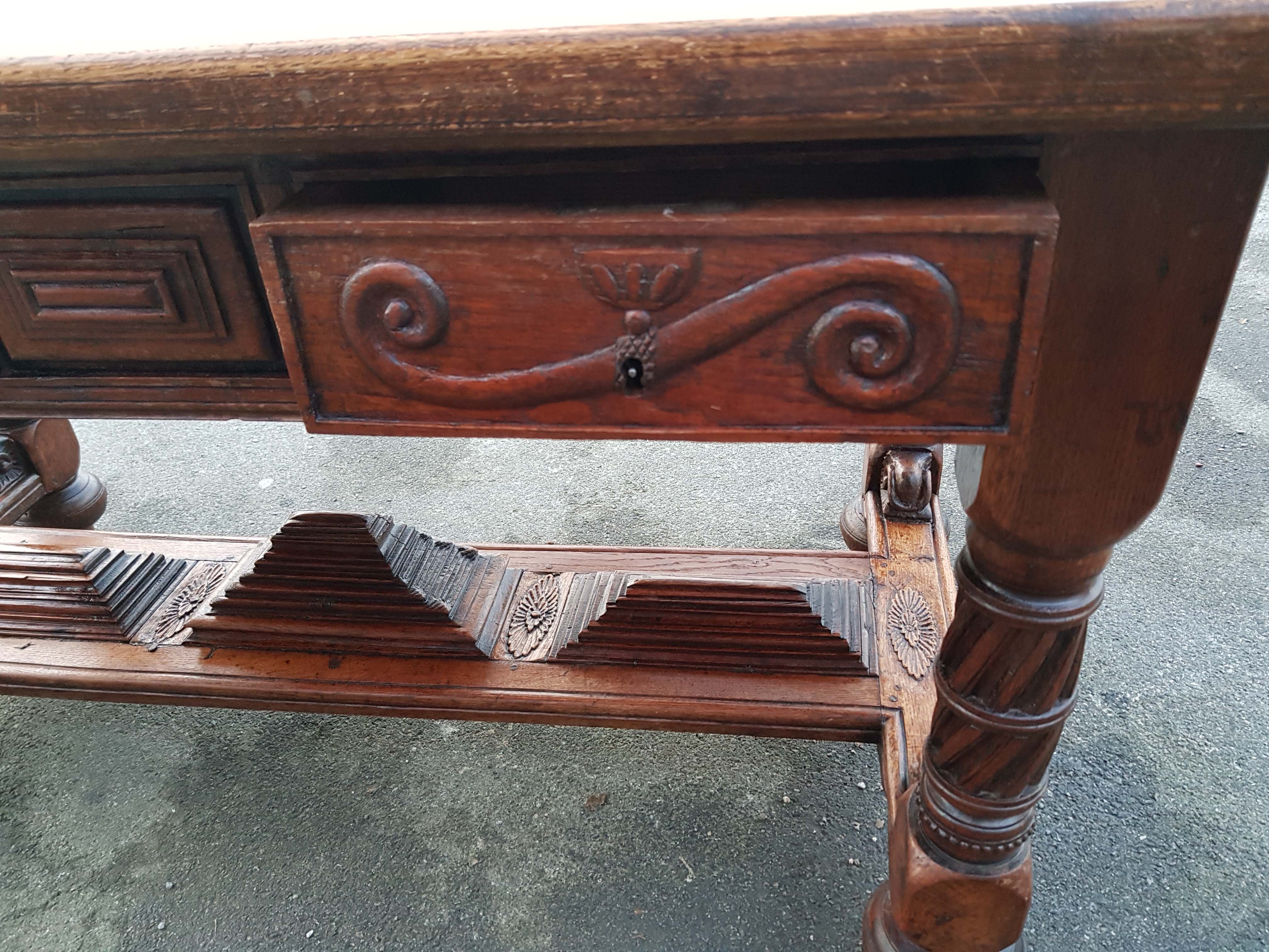 Table - Carved solid oak desk