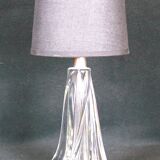 Twisted crystal glass bedside lamps, mid-century France - a pair