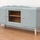 Art Deco sideboard renovated in blue-grey – Bevelled glass and wooden legs – 132.5 cm