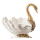 Sculptural Art Nouveau Swan Coupe in Crackled Glazed Porcelain and Gilded Metal