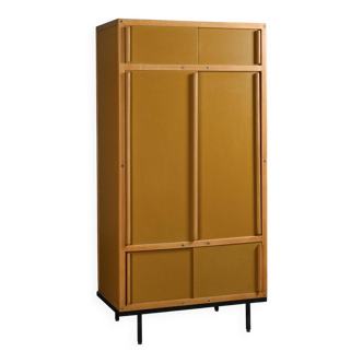 Beech wardrobe by André Sornay, Lyon, circa 1960