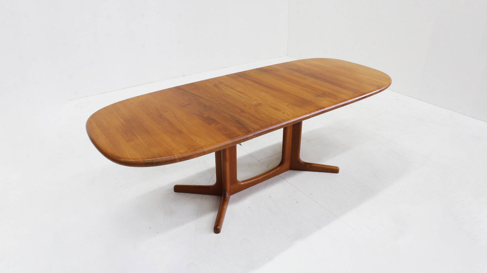 Vintage Glostrup Danish oval extendable dining table solid teak 1960s