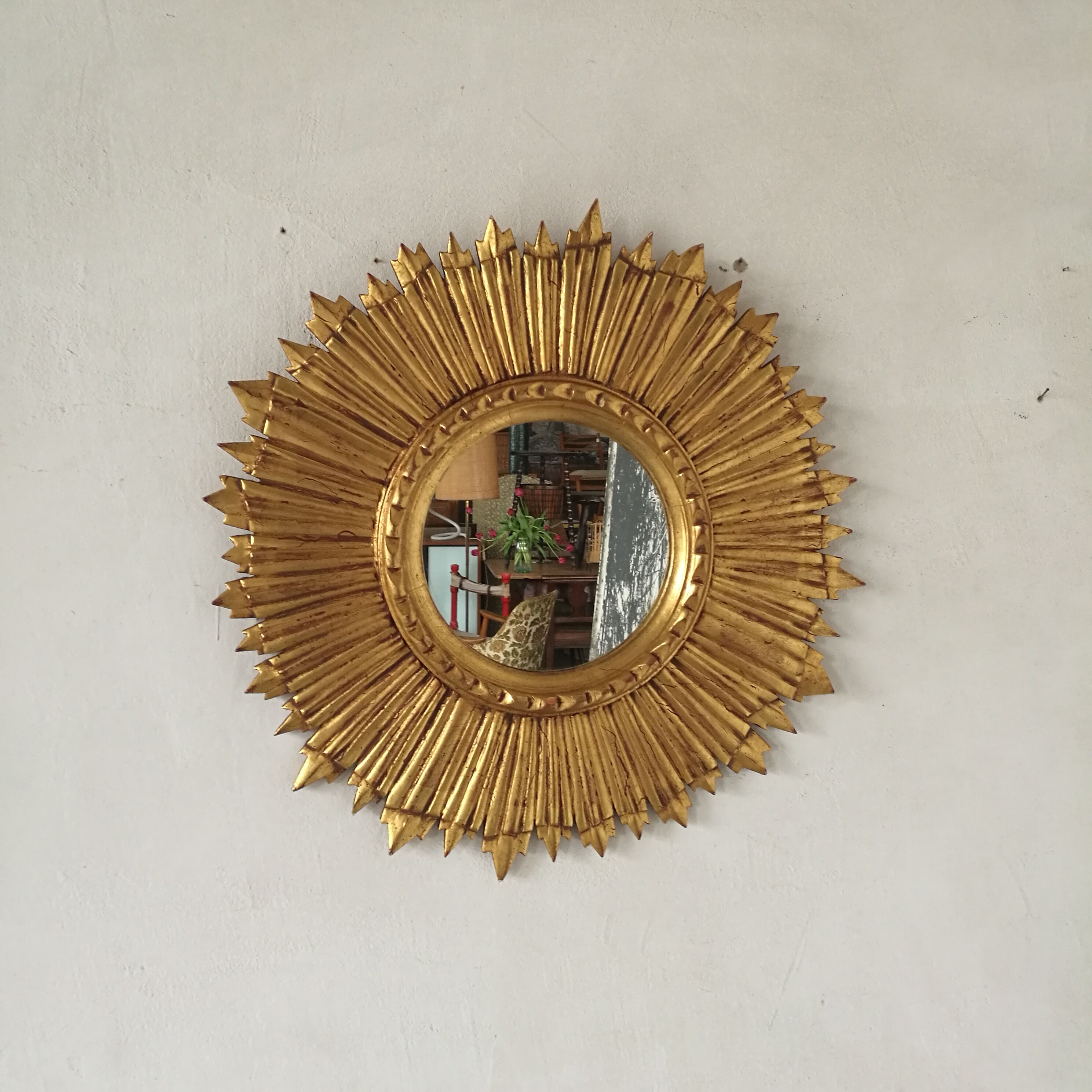 Mirror sun gilded wood