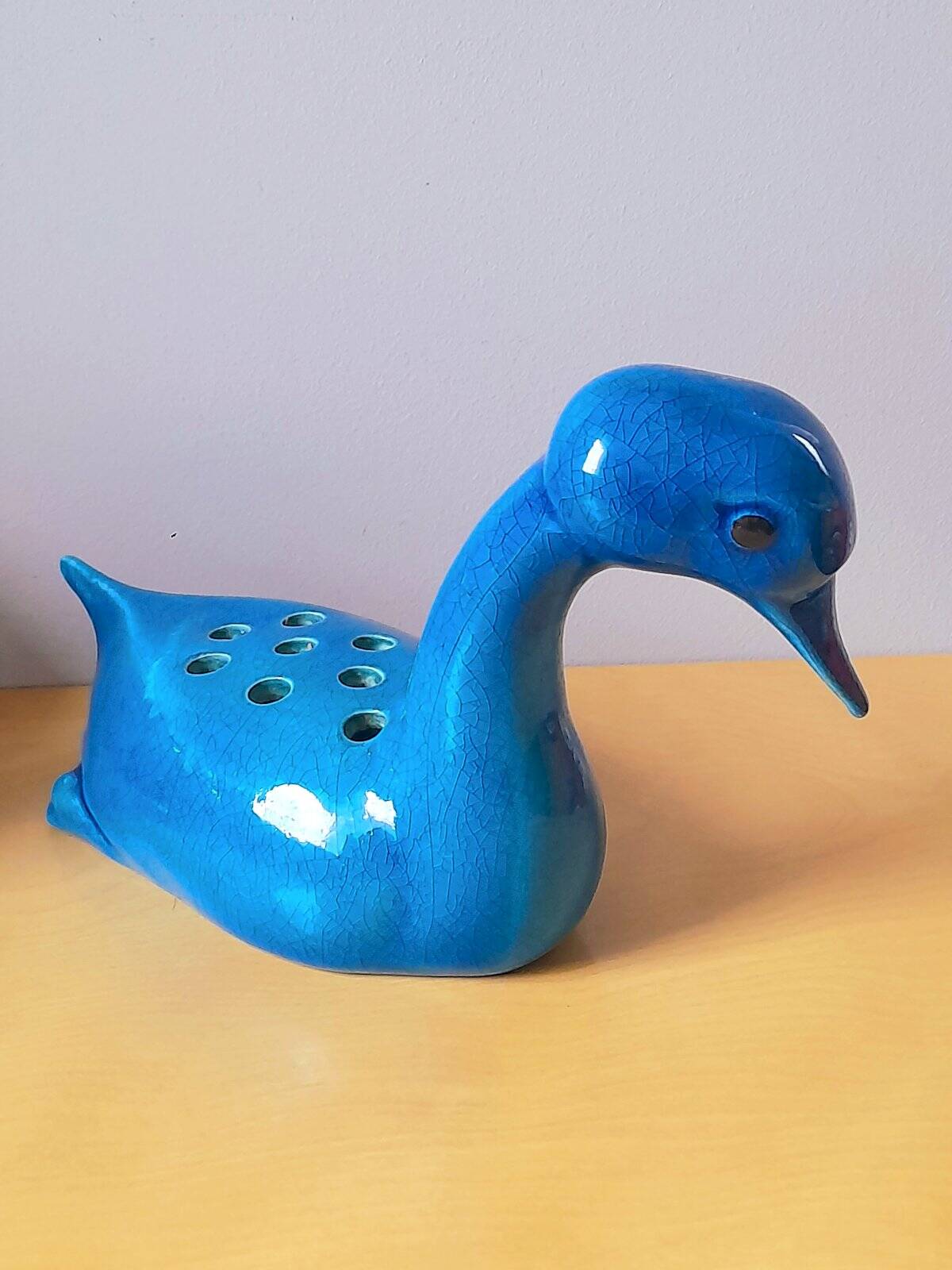 Flower holder G. Cassin zoomorphic 1960 blue ceramic