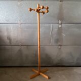 1960s Scandinavian design pine wood free standing coat rack