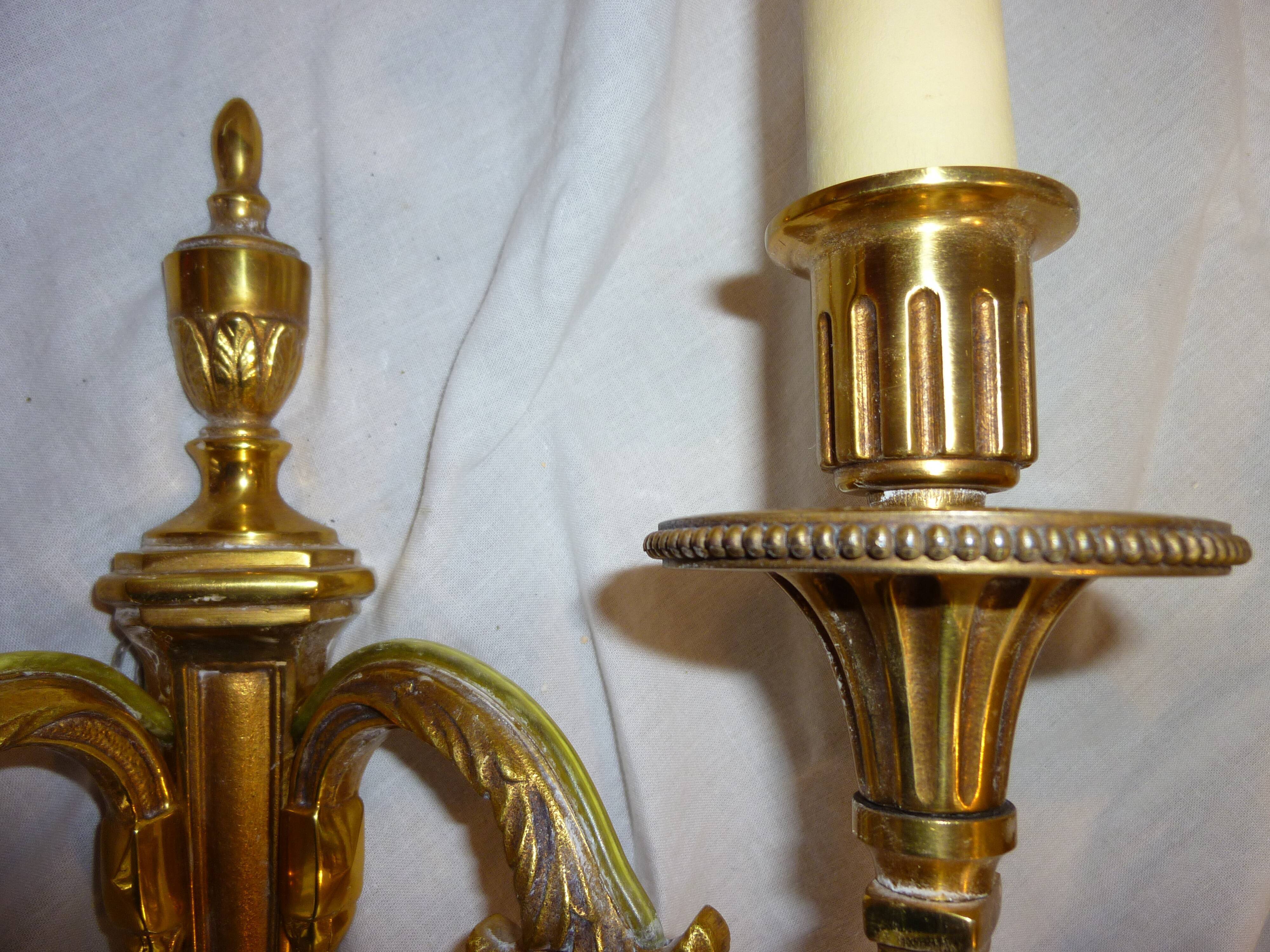 Pair of sconces Lucien Gau real brass