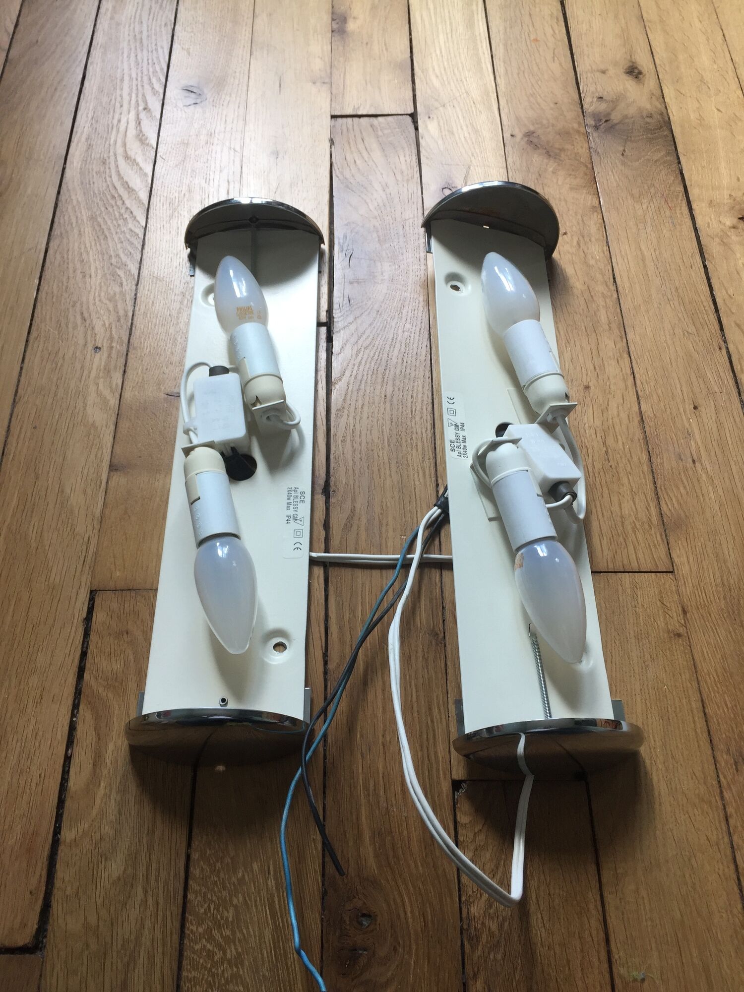 Pair of modernist wall light bauhaus minimalist tube half cilindre
