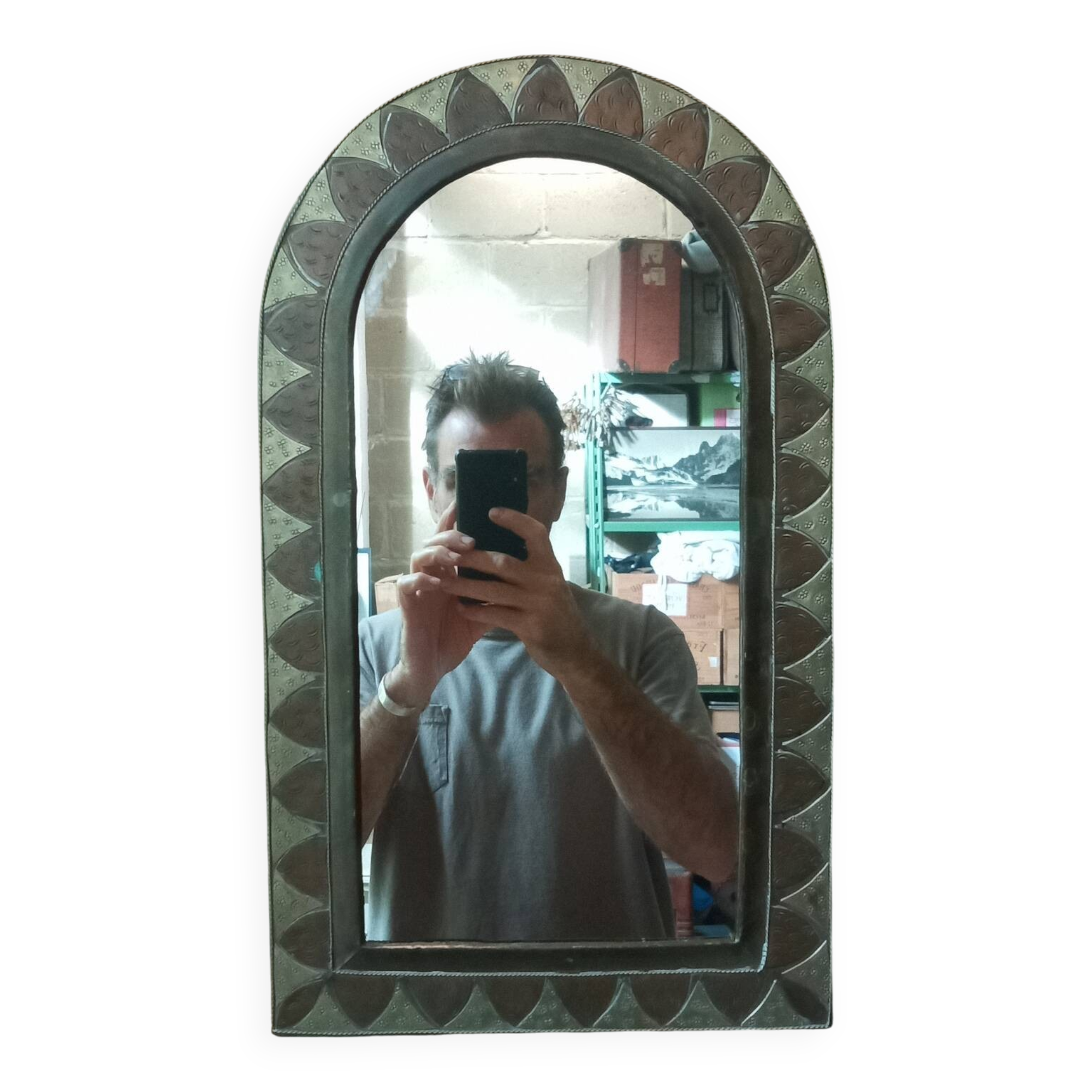 Moroccan copper and brass mirror from the 70s/80s