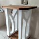 Handcrafted wood & white bedside tables, Mediterranean style (set/unit)