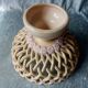 Old braided faience fruit cup signed pichon uzes