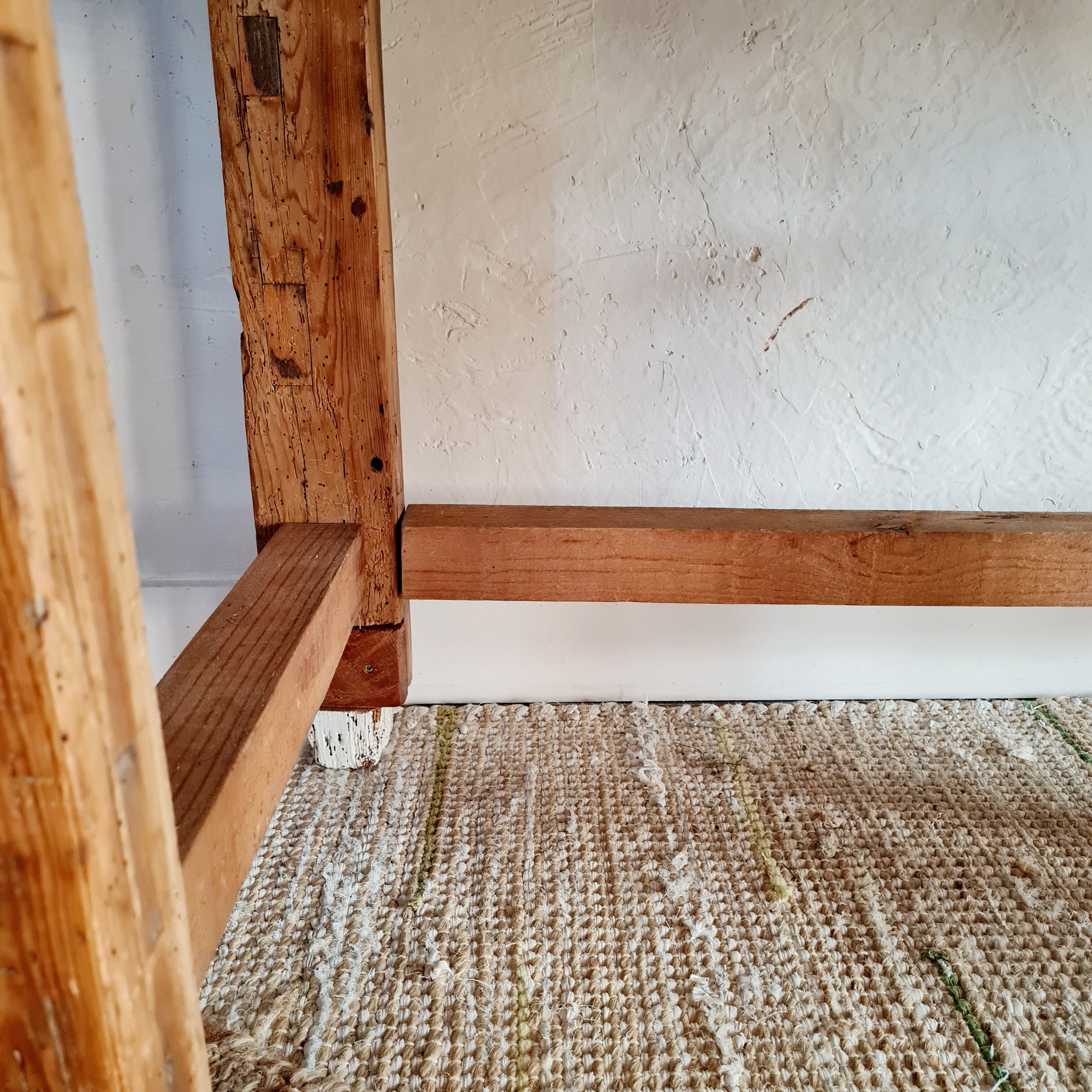 Table d'atelier bureau de métier en bois 1 tiroir plateau blanc