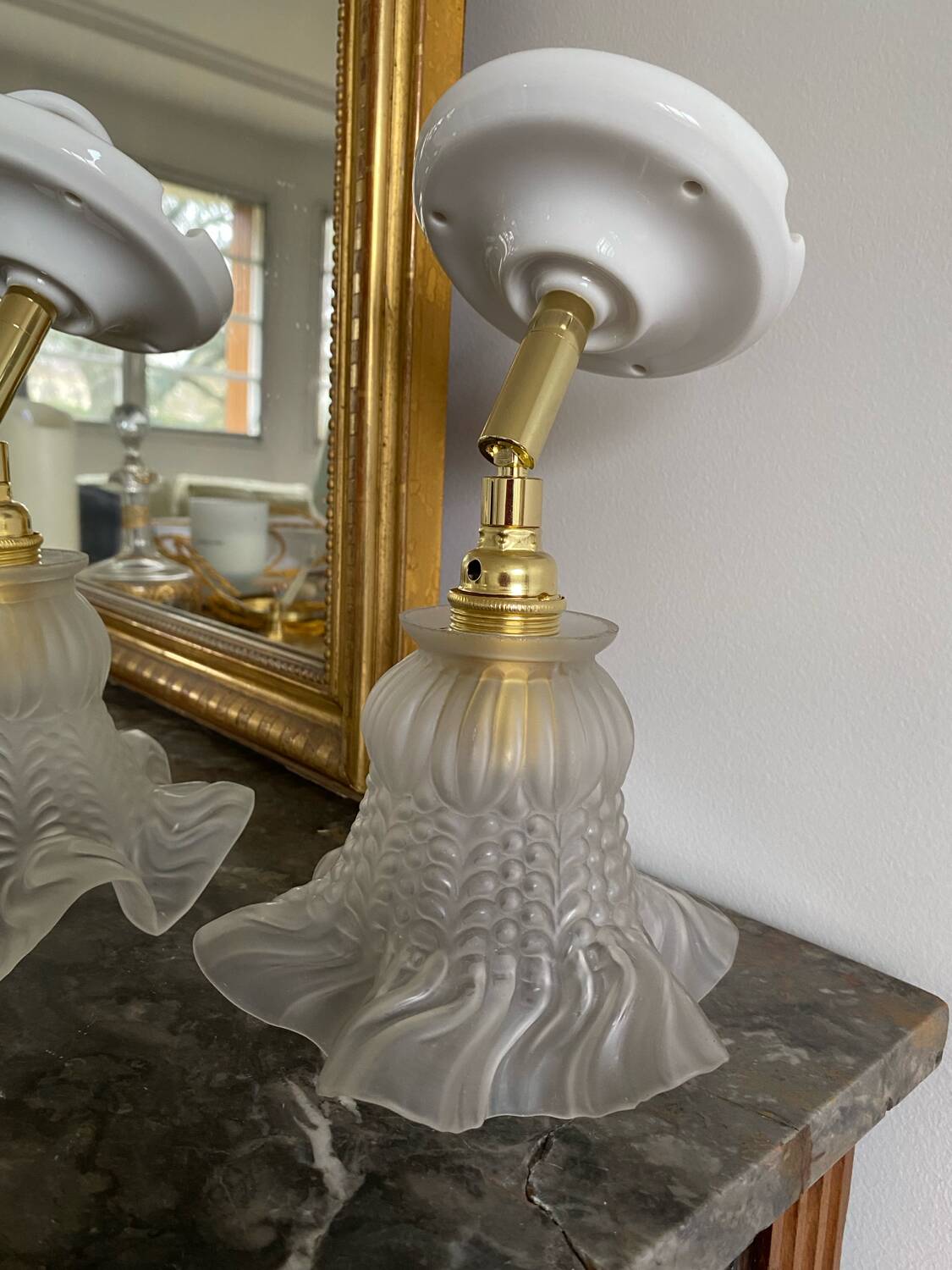 Pair of vintage tulip wall lights