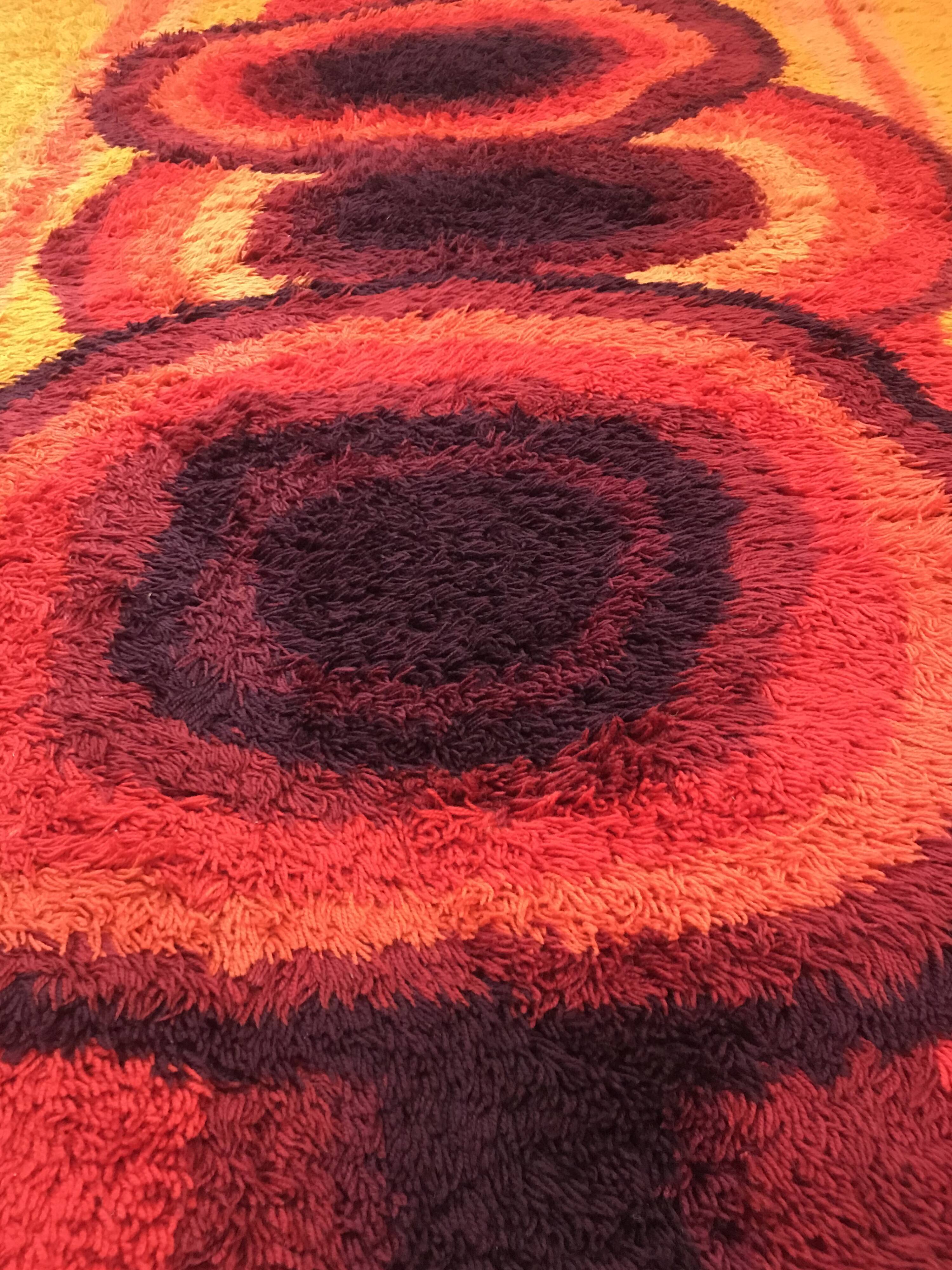 Tapis XXL Ege Taepper Rya De Luxe, Rug en laine orange 70