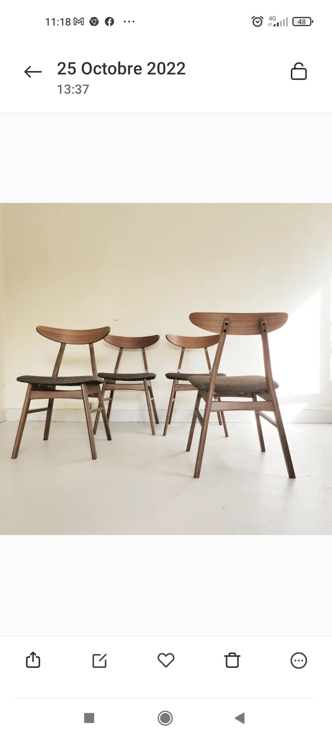 Set de 4 chaises scandinaves bois et tissu