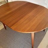 Extendable swedish round teak dining table
