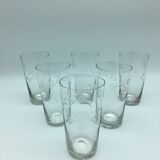 6 glasses to orangeade engraved decoration bunch of grapes.