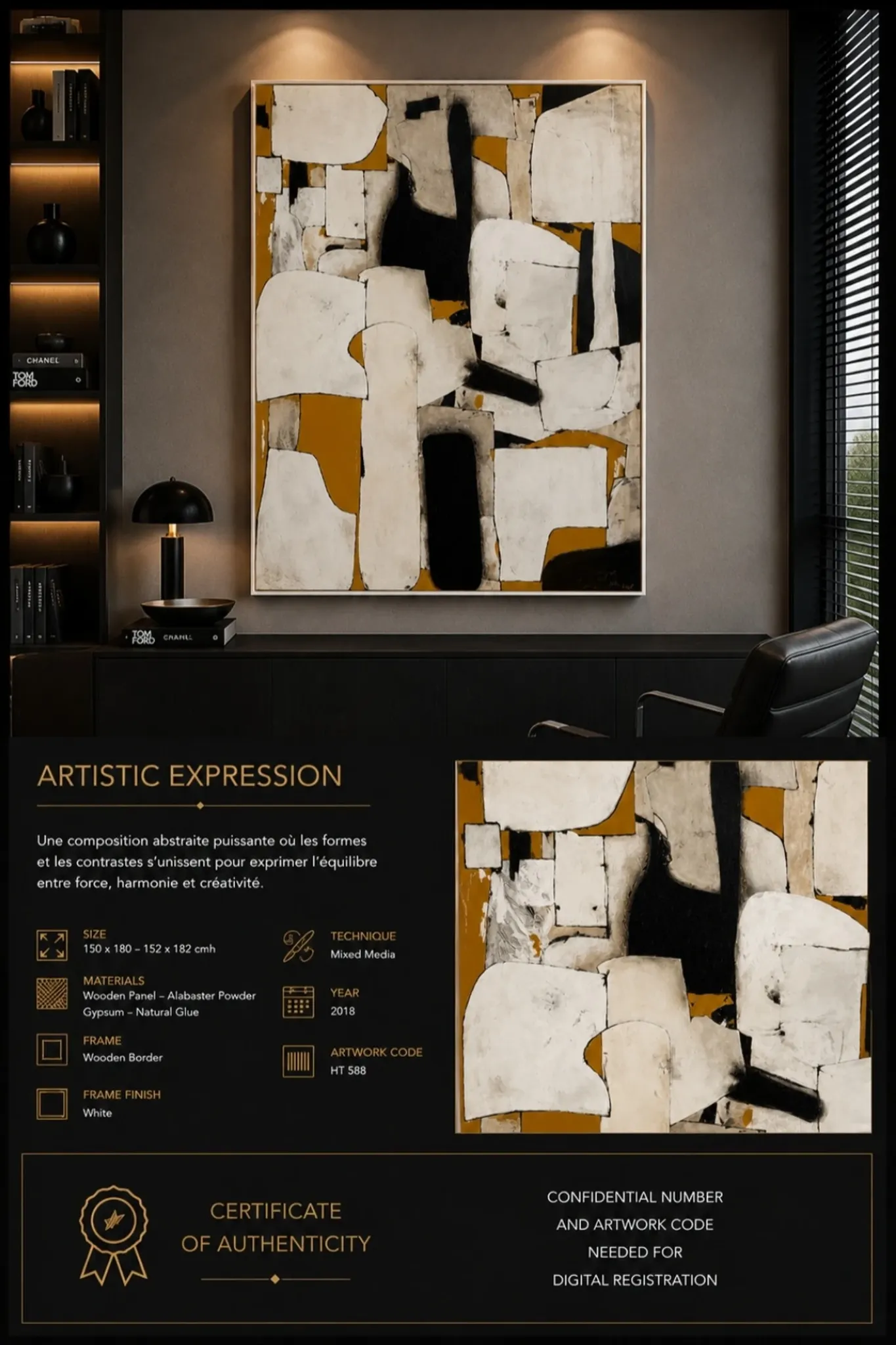 Grand abstract tableau by master Jean Berney