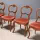 Antique Louis-Philippe chairs in walnut and fabric, Italy, 19th century.