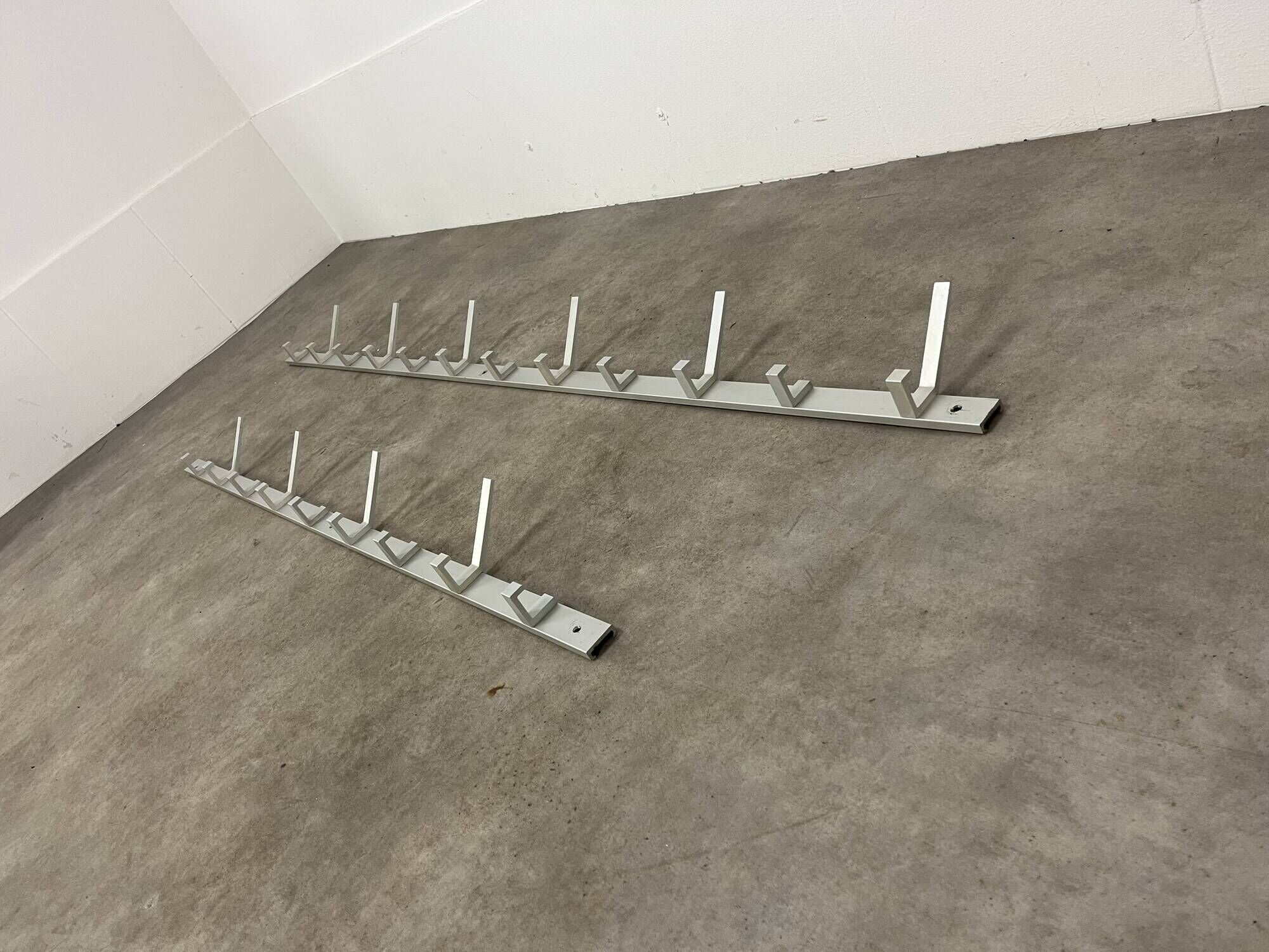 70s design aluminum wall coat rack, 21 hooks
