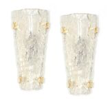 Set of 3 large angular wall sconces in Murano glass by Hillebrand, Germany, 1960s.