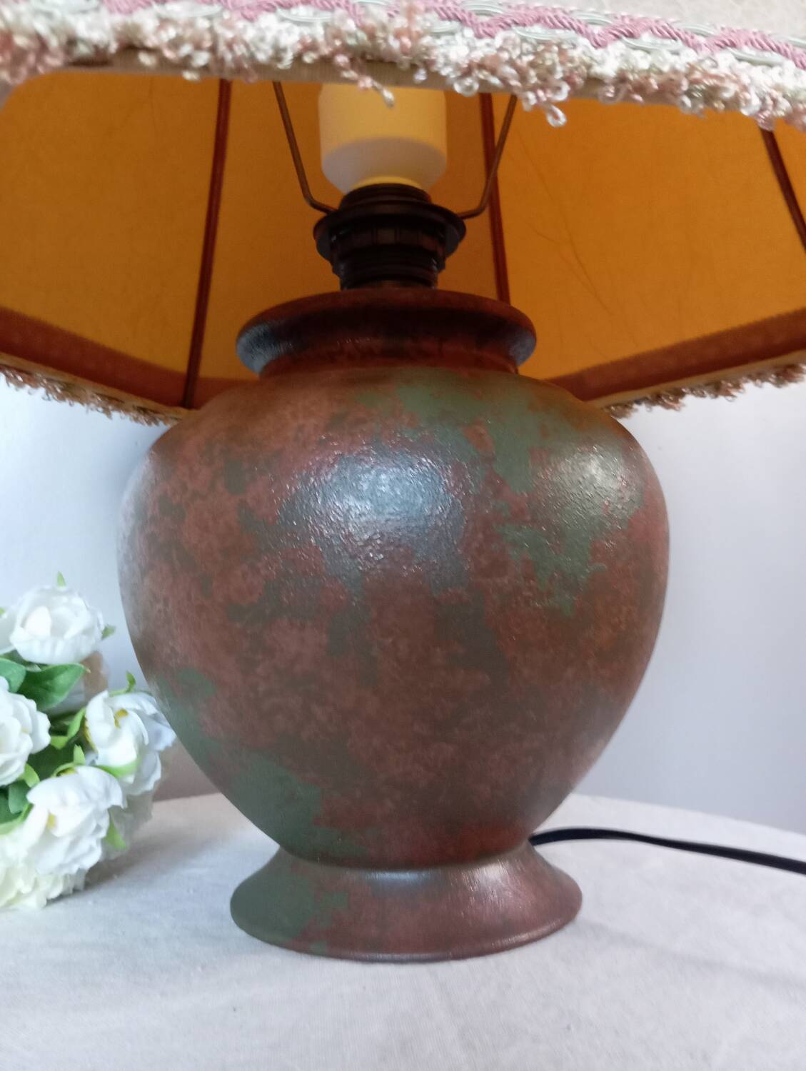 Vintage, aged copper metal lamp base