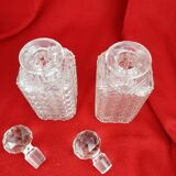 Paire de carafes en cristal de Baccarat ancien Diamant Pierreries