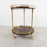 Italian goatskin and parchment serving bar cart