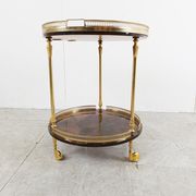Italian goatskin and parchment serving bar cart