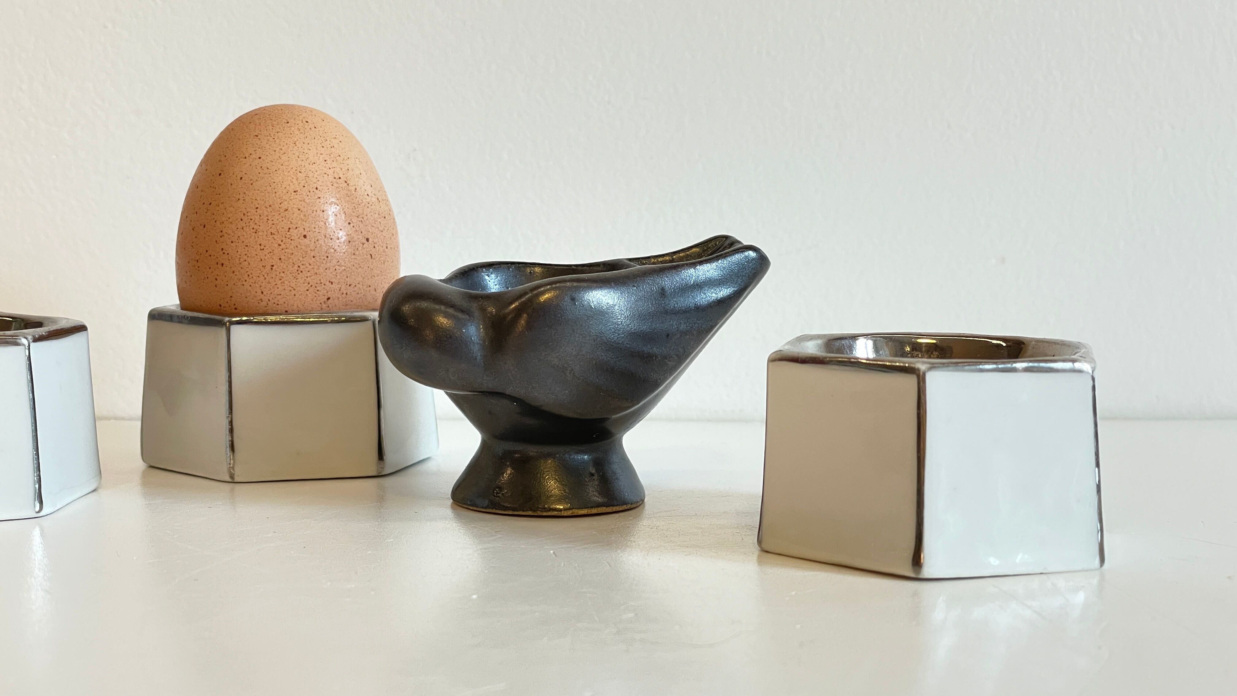 4 eggcups in ceramic period art deco