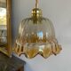 Suspension with vintage amber glass lampshade