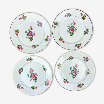 4 small plates iron earth salins model "anny" floral pattern