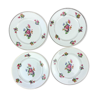 4 small plates iron earth salins model "anny" floral pattern