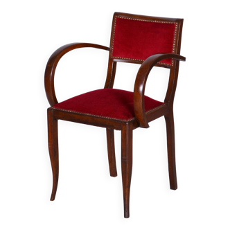 Fauteuil Art Déco en hêtre restauré par Jules Leleu, polonais ravivé, France, années 1930