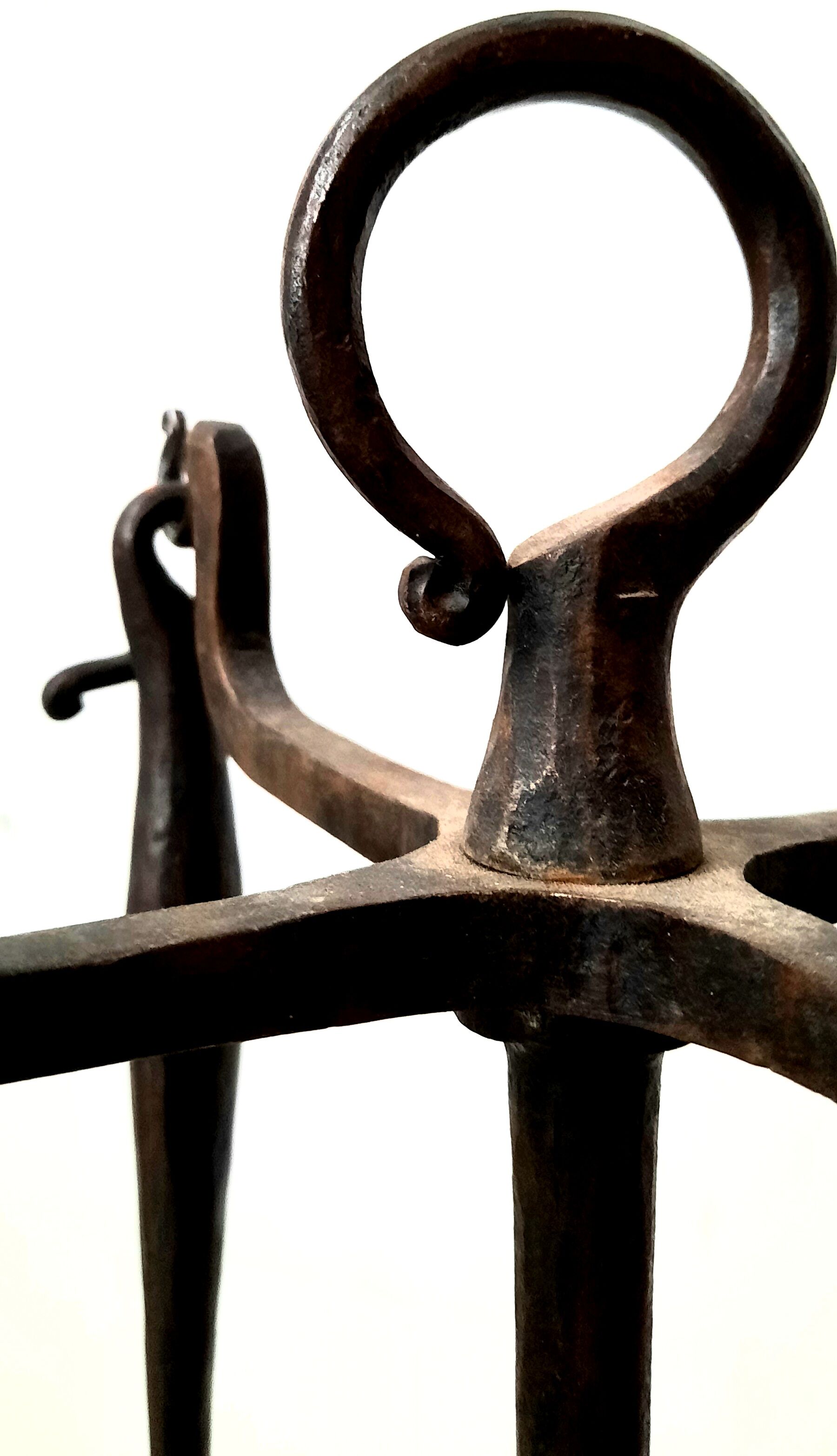 Brutalist fireplace kit in vintage wrought iron from the 60s / 70s