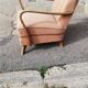 Fauteuil vintage tissu beige