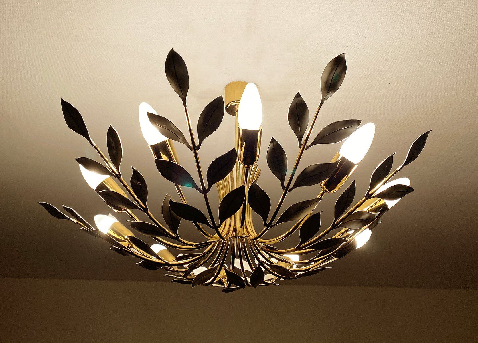 Large Vintage Floral Pendant Light , 1950s