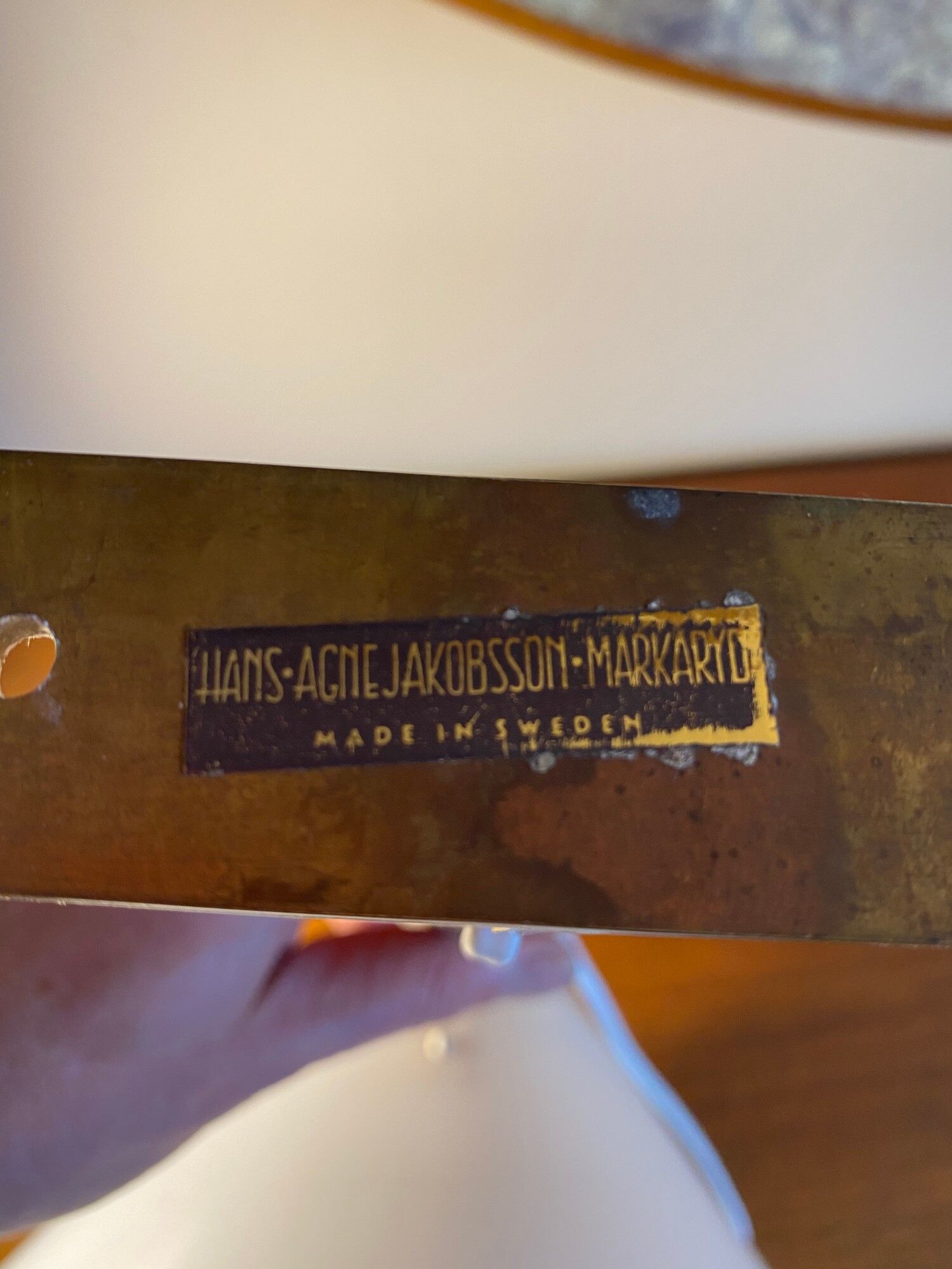 Teak and acrylic wall lamp