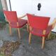 Pair old armchairs bridge skaï red chair
