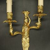Pair of large Louis XV style 19th century caryatid wall lights - bronze