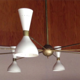 Chandelier made of brass and painted white metal