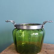 Napoleon III Art Nouveau glass and silver-plated biscuit jar