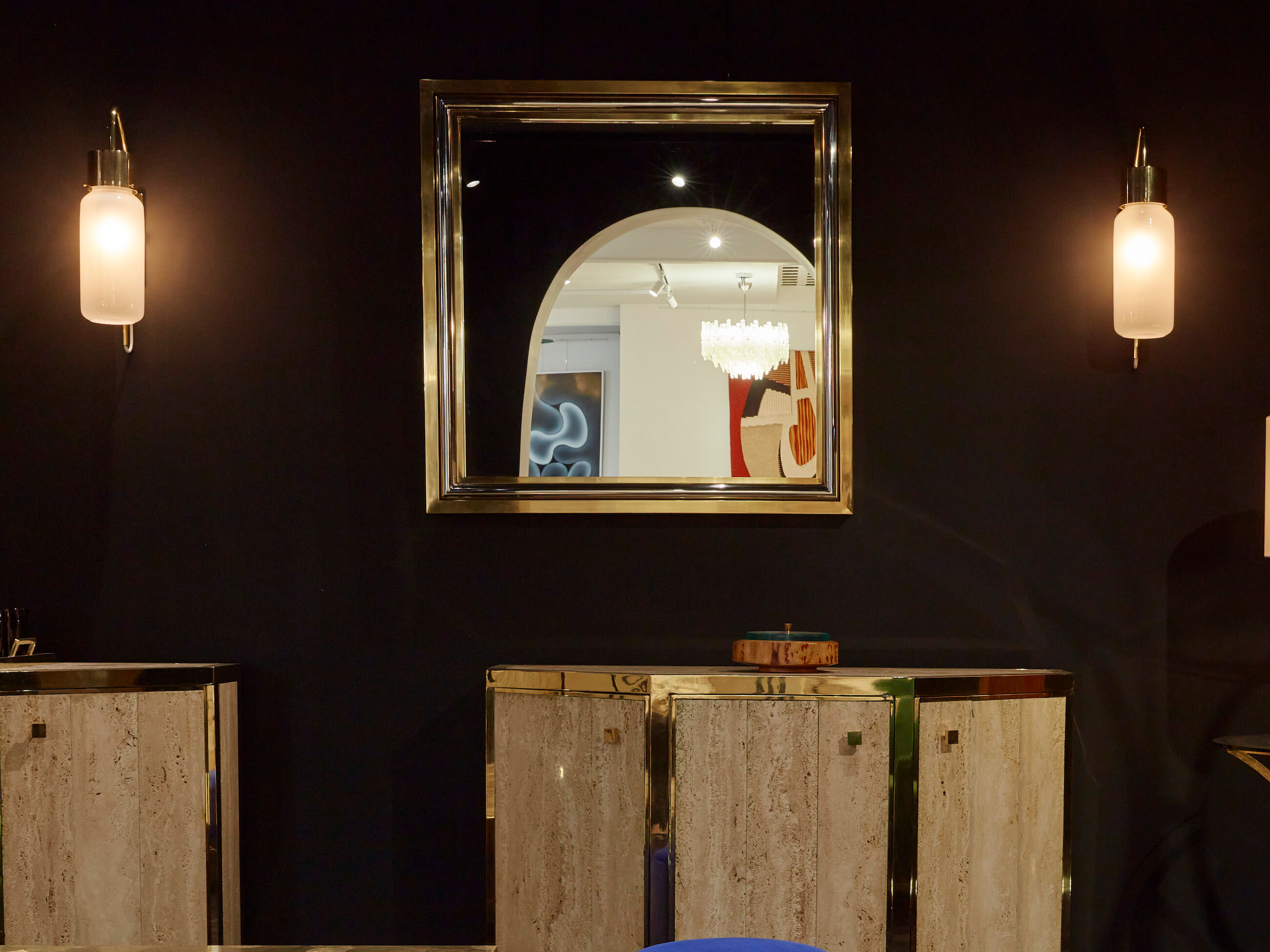 Pair of wall lamps Luigi Caccia Dominioni LP10 brass opaline 1965