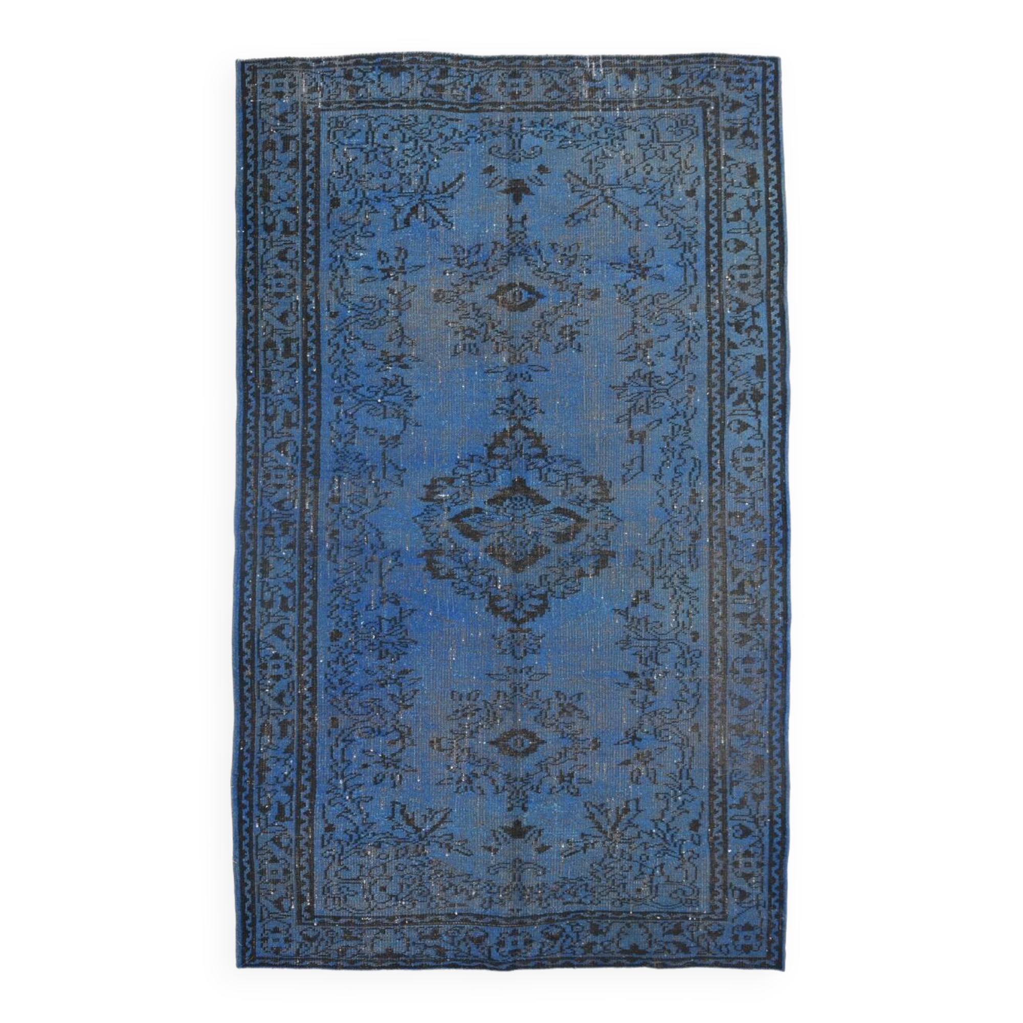 5x8 Blue Handmade Wool Vintage Rug, 163x268Cm SK 2726