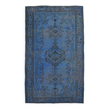 5x8 Blue Handmade Wool Vintage Rug, 163x268Cm SK 2726