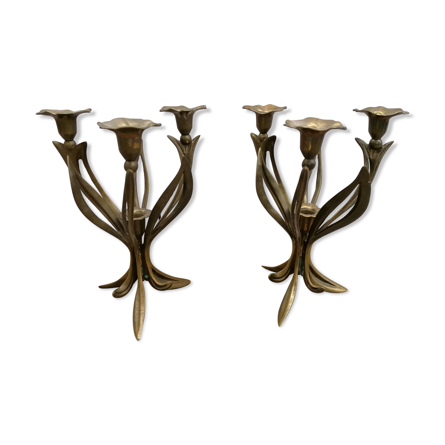 Brass art nouveau chandeliers