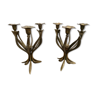 Brass art nouveau chandeliers