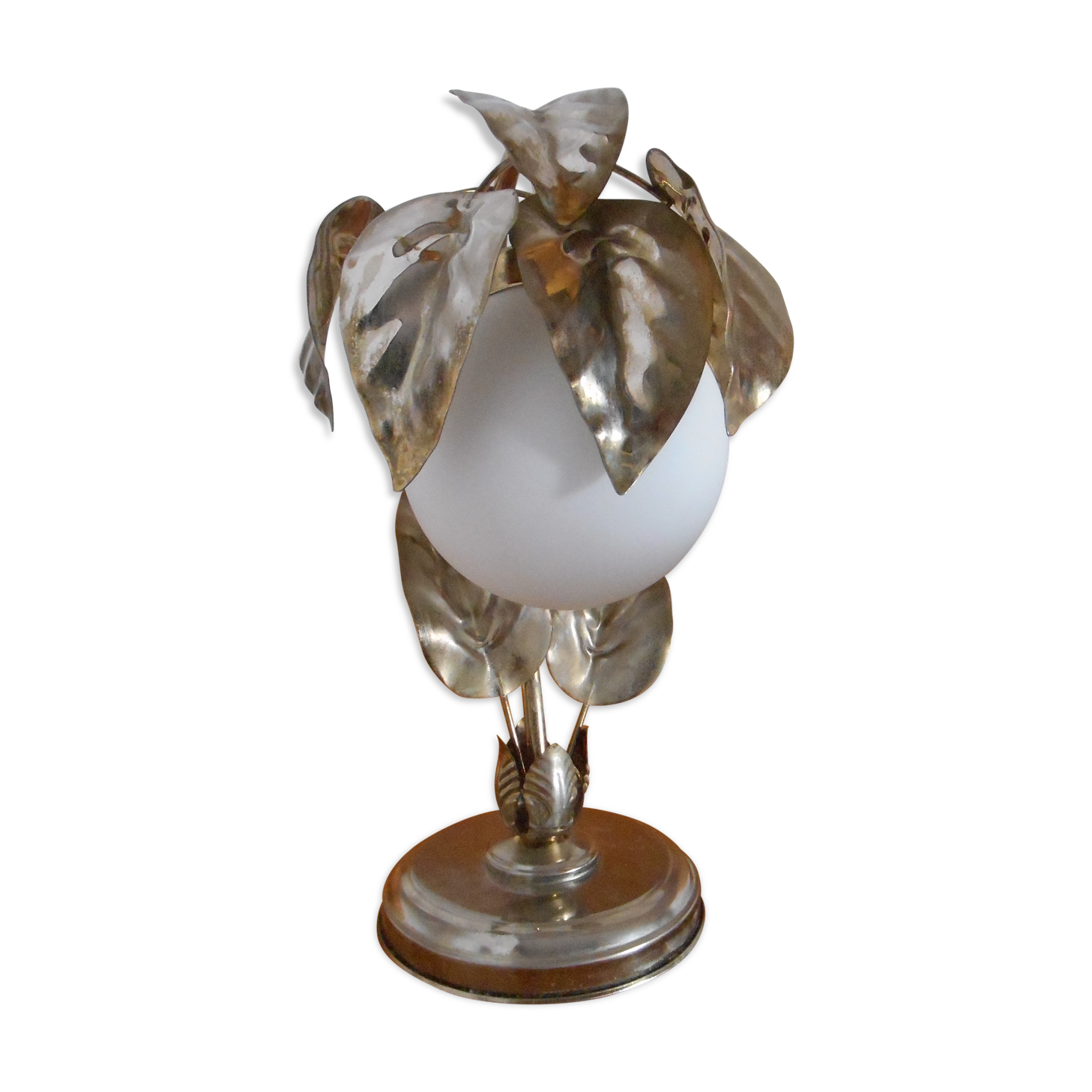 lampe fleur laiton et opaline
