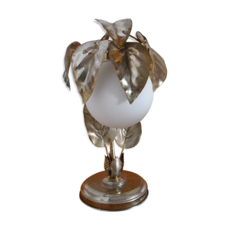 Brass  and opaline flower lamp