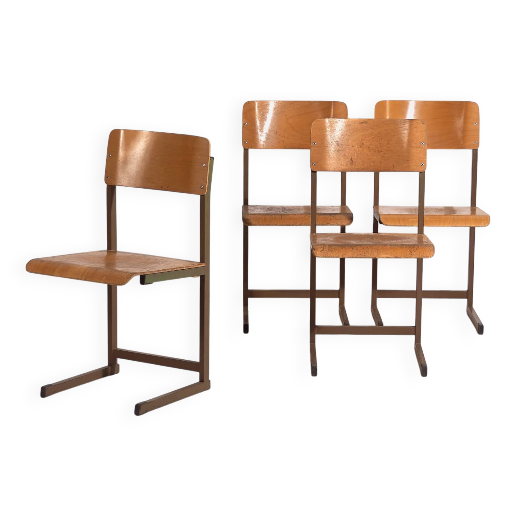 Vintage chaise longues (circa 1950). Set of 4 pieces